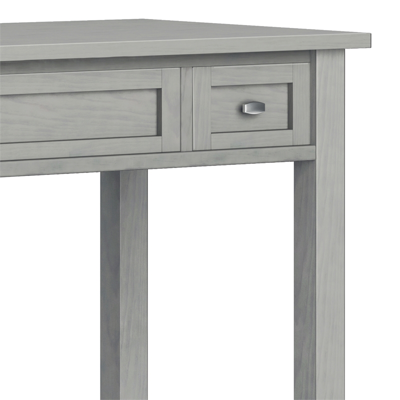 Pemberly Row Transitional Solid Wood Writing Desk in Fog Grey Finish