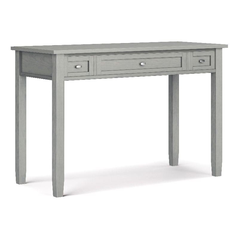 Pemberly Row Transitional Solid Wood Writing Desk in Fog Grey Finish