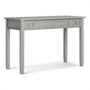 Pemberly Row Transitional Solid Wood Writing Desk in Fog Grey Finish