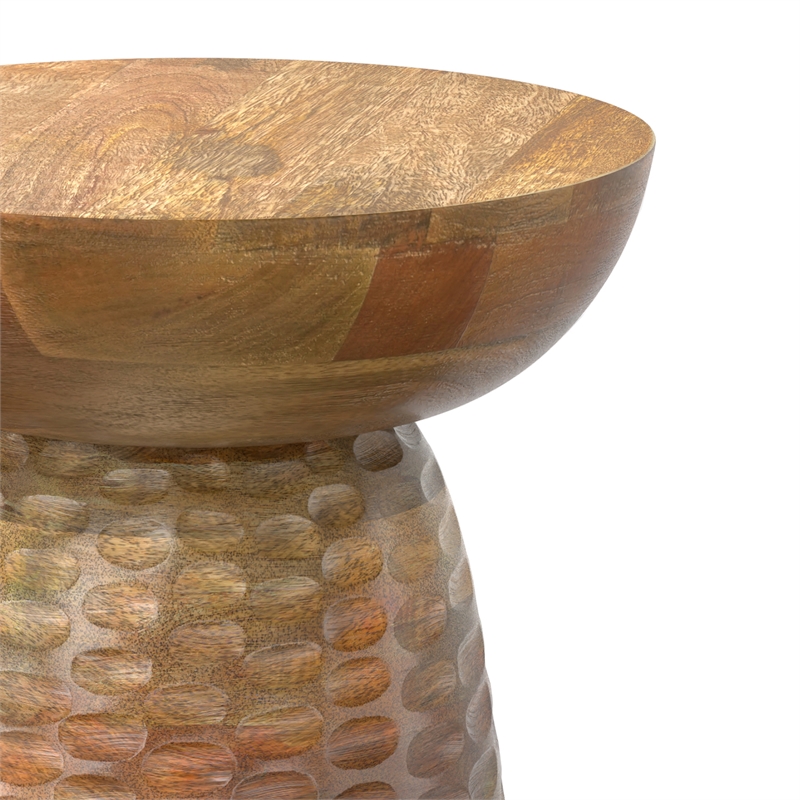 Pemberly Row Solid Mango Wood Accent Table in Natural Finish