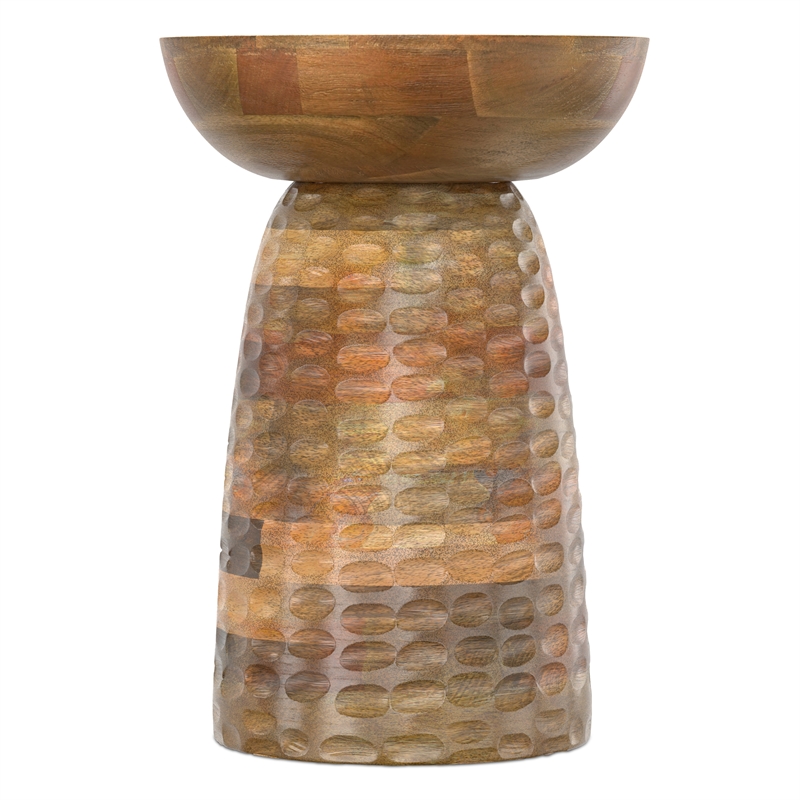 Pemberly Row Solid Mango Wood Accent Table in Natural Finish