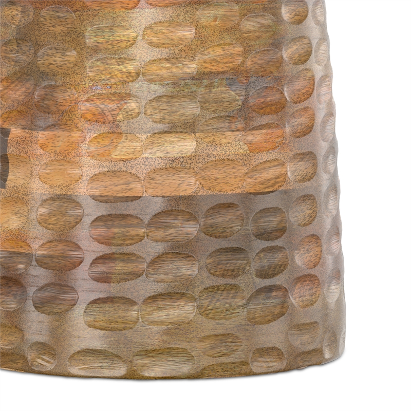 Pemberly Row Solid Mango Wood Accent Table in Natural Finish