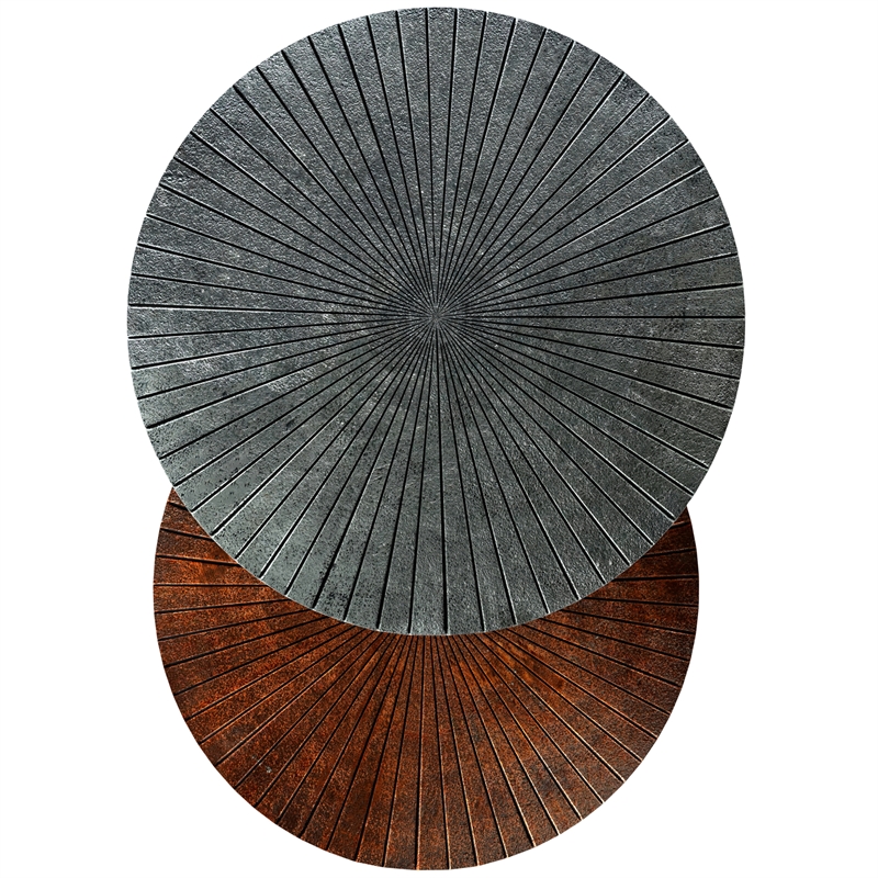 Pemberly Row 2-Piece Metal Nesting Tables in Antique Nickel and Copper