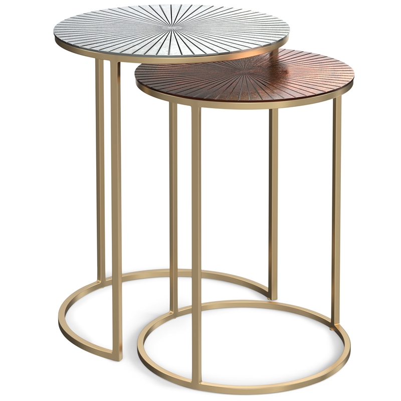 Pemberly Row 2-Piece Metal Nesting Tables in Antique Nickel and Copper
