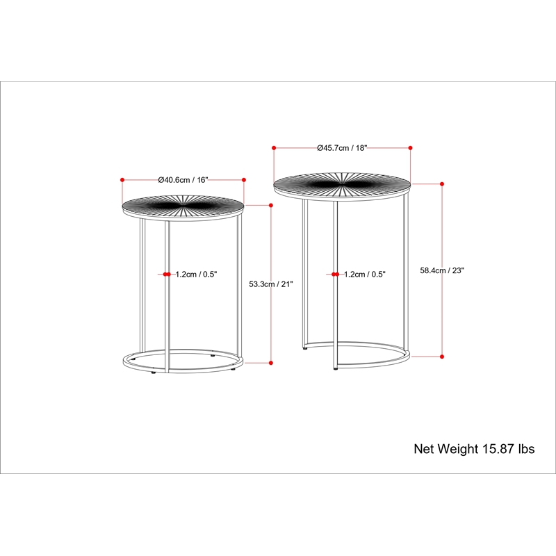 Pemberly Row 2-Piece Metal Nesting Tables in Antique Nickel and Copper