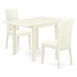 Pemberly Row 3-Piece Wood Dining Set with Slat Back Chairs in Linen White