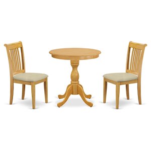 Pemberly Row 3-Piece Wood Dining Set with Oak Finish Cushion Chairs