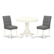 Pemberly Row 3-Piece Dining Set with Pedestal Table and Chairs in Linen White