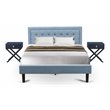 Pemberly Row 3-Piece Bedroom Set with Queen Bed and Nightstands in Denim Blue