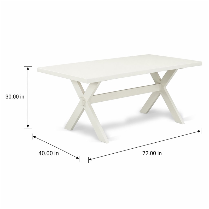 Pemberly Row X-Style Wood Dining Table in Off White Finish