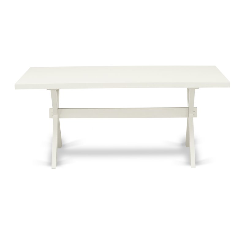 Pemberly Row X-Style Wood Dining Table in Off White Finish