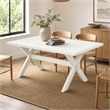 Pemberly Row X-Style Wood Dining Table in Off White Finish