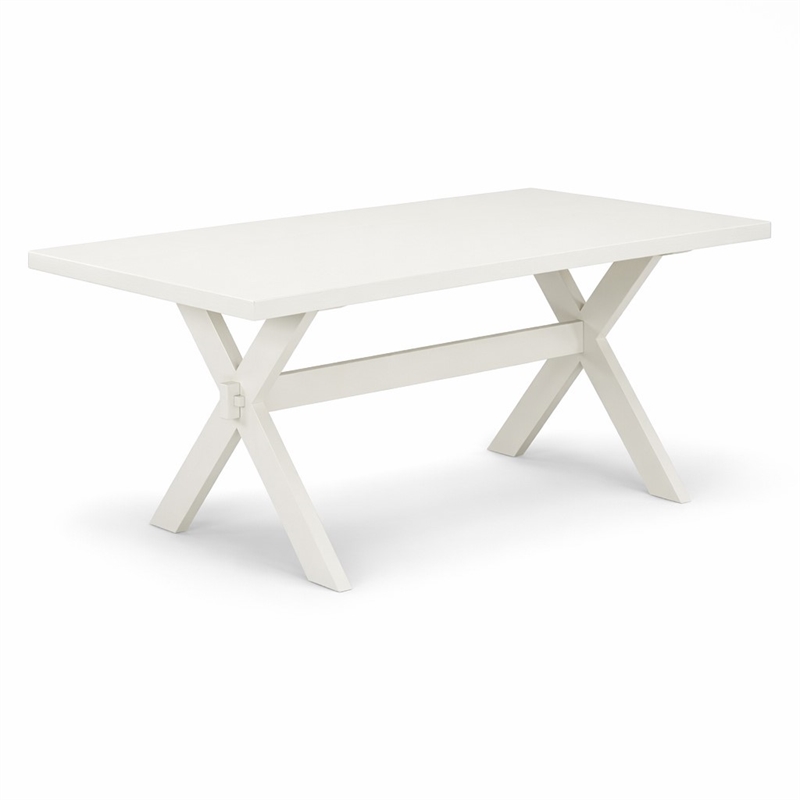 Pemberly Row X-Style Wood Dining Table in Off White Finish
