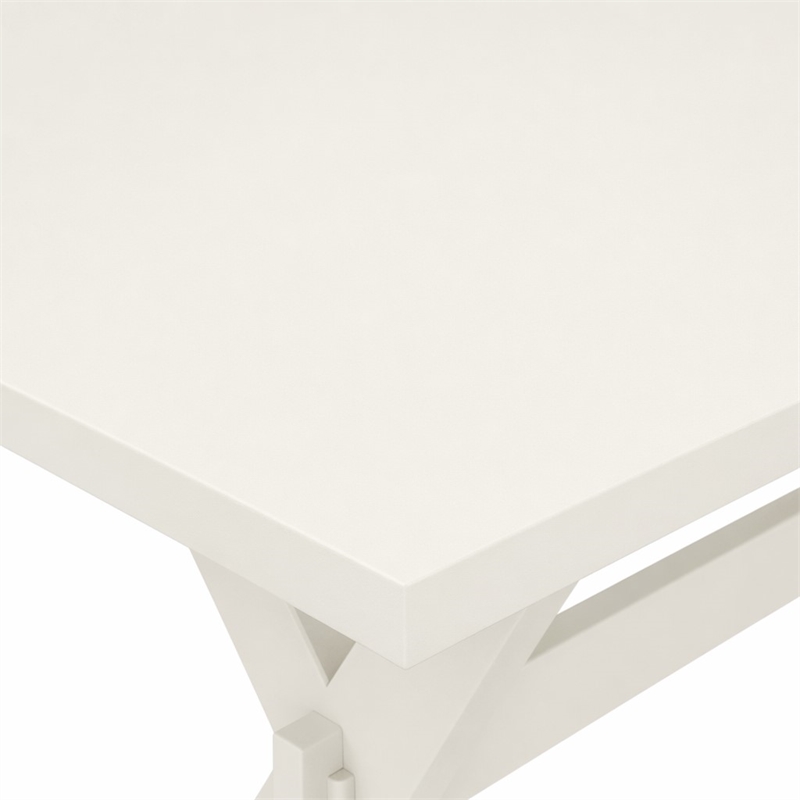Pemberly Row X-Style Wood Dining Table in Off White Finish
