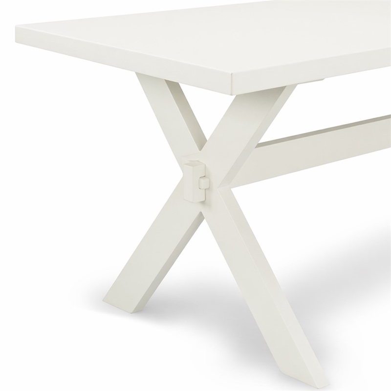 Pemberly Row X-Style Wood Dining Table in Off White Finish