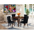 Pemberly Row 5-Piece Dinette Set Wood Mahogany Black Upholstered Seats