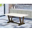 Pemberly Row Rectangle Dining Table in Wood White and Brown Finish