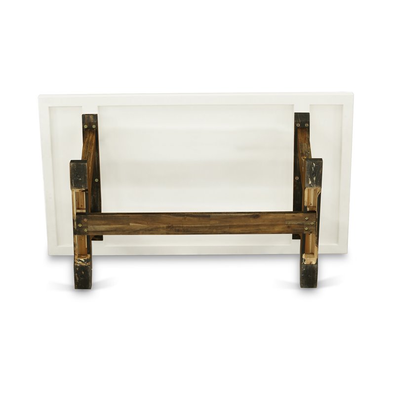 Pemberly Row Rectangle Dining Table in Wood White and Brown Finish