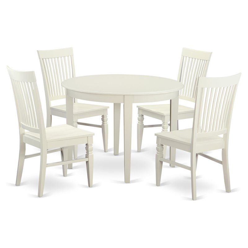 Pemberly Row 5-Piece Wood Table and Chair Dining Set in Linen White