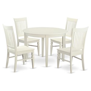 Pemberly Row 5-Piece Wood Table and Chair Dining Set in Linen White