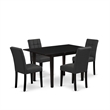 Pemberly Row 5-Piece Kitchen Table Set in Black with Dark Gray Chairs