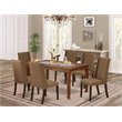 Pemberly Row 7-Piece Mahogany Dining Set with Upholstered Parson Chairs