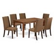 Pemberly Row 7-Piece Mahogany Dining Set with Upholstered Parson Chairs