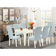 Pemberly Row 9-Piece Rectangular Dining Set in Linen White/Baby Blue