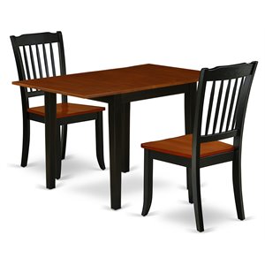 Pemberly Row 3-Piece Wood Dining Table Set with Black and Cherry Finish