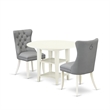 Pemberly Row 3-Piece Round Dining Table Set in Linen White/Gray