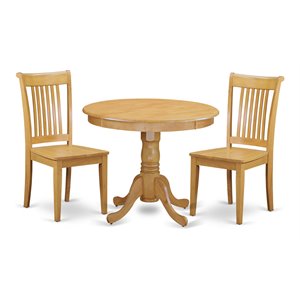 Pemberly Row 3-Piece Oak Finish Mid-Century Wood Kitchen Table Set
