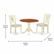 Pemberly Row Dublin 3-Piece Kitchen Table Set in Buttermilk and Cherry Finish
