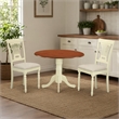 Pemberly Row Dublin 3-Piece Kitchen Table Set in Buttermilk and Cherry Finish