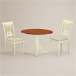 Pemberly Row Dublin 3-Piece Kitchen Table Set in Buttermilk and Cherry Finish