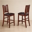 Pemberly Row Buckland Leather Counter Height Stool Set in Mahogany Finish