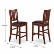 Pemberly Row Buckland Leather Counter Height Stool Set in Mahogany Finish