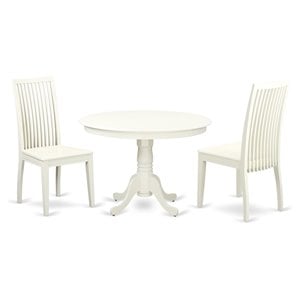 Pemberly Row Hartland 3-piece Dining Table Set in Linen White Finish