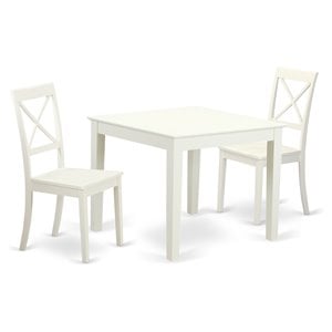 Pemberly Row 3-Piece Square Dining Set in Linen White Finish