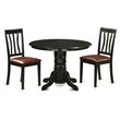 Pemberly Row 3-Piece Wood Kitchen Set with Extendable Table in Black