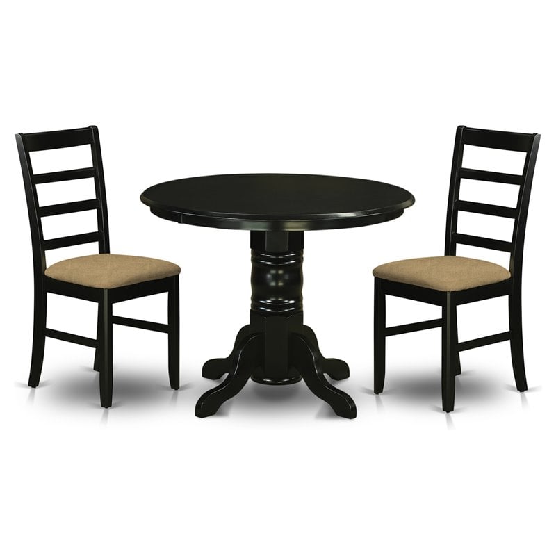 Pemberly Row Shelton Round 3-Piece Wood Kitchen Set in Black