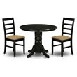 Pemberly Row Shelton Round 3-Piece Wood Kitchen Set in Black