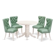 Pemberly Row 5-Piece Round Dining Table Set in Linen White and Willow Green