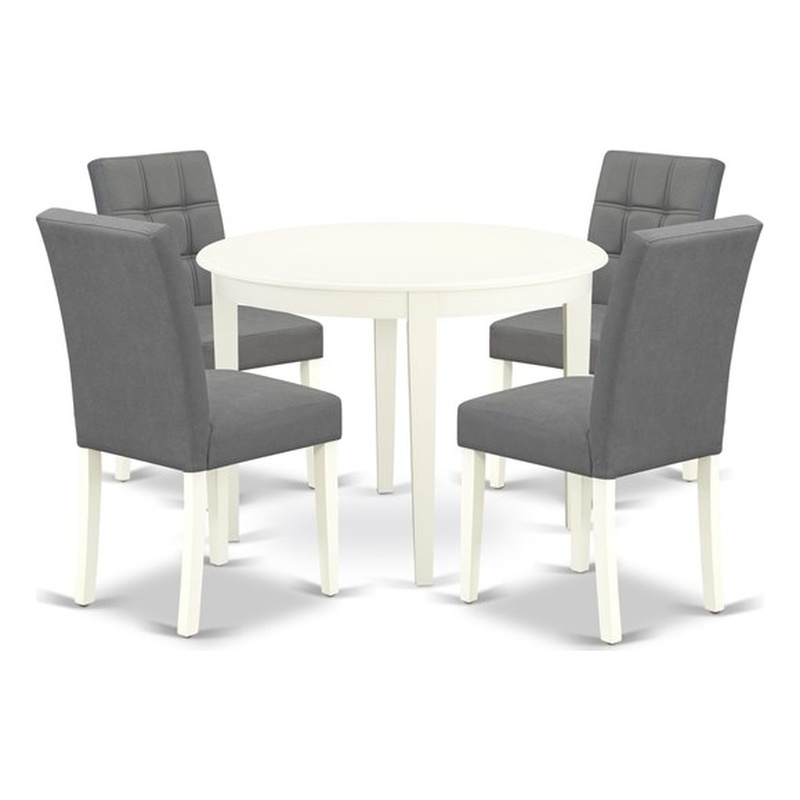 Pemberly Row 5-Piece Dining Table Set in Linen White and Platinum Gray