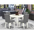 Pemberly Row 5-Piece Dining Table Set in Linen White and Platinum Gray