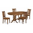 Pemberly Row 5-Piece Saddle Brown Dining Set with Oval Table and Slat Chairs