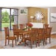 Pemberly Row 9-Piece Saddle Brown Dining Set with Oval Table and Slat Chairs