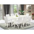 Pemberly Row 9-Piece Rubberwood Dining Set with Oval Table in Linen White