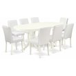 Pemberly Row 9-Piece Rubberwood Dining Set with Oval Table in Linen White