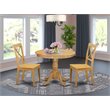 Pemberly Row 3-Piece Oak Dining Set with Round Table and High-Back Chairs