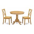 Pemberly Row 3-Piece Oak Dining Set with Round Table and High-Back Chairs